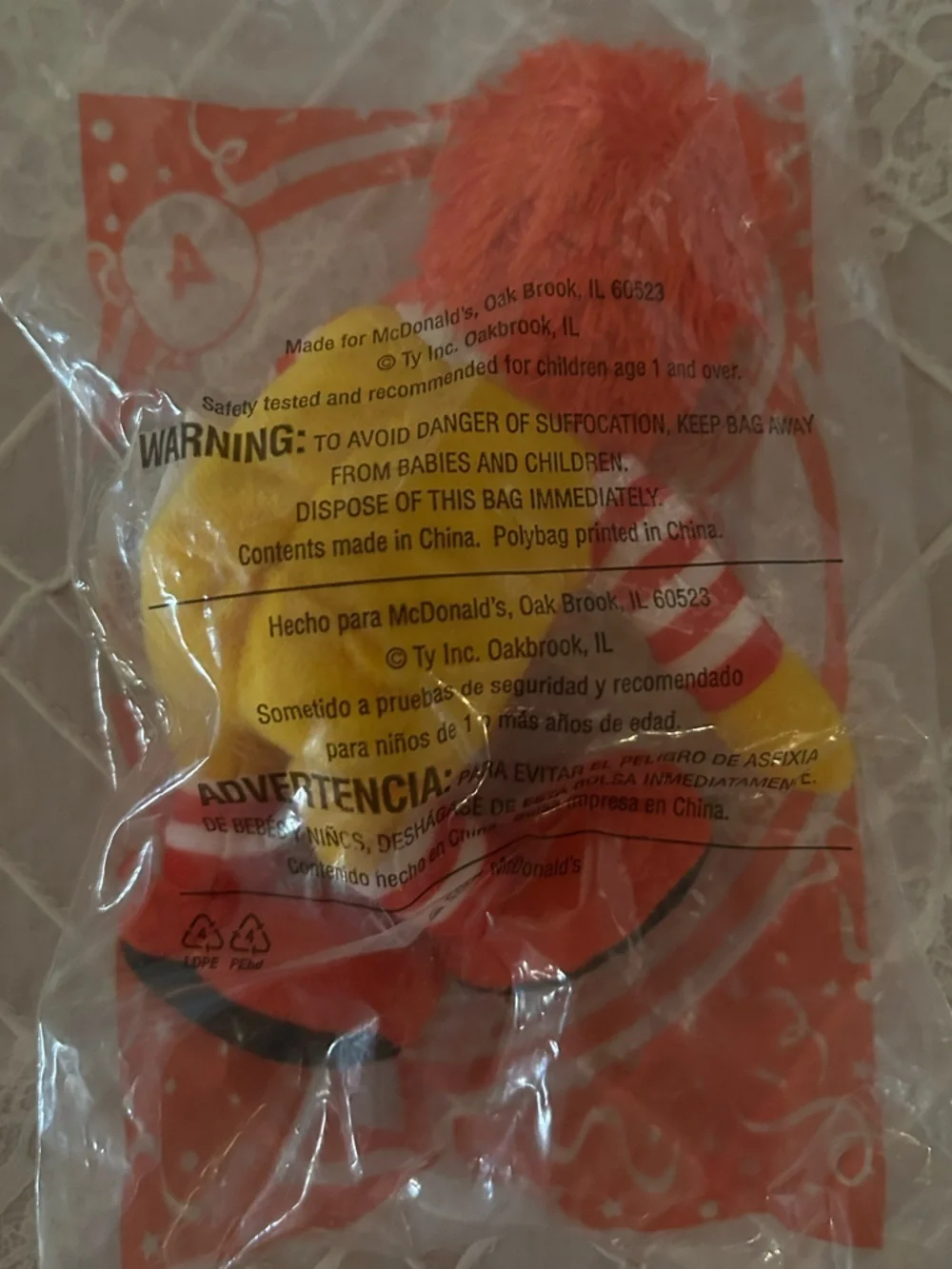 TY 30 Years Anniversary Ronald McDonald Beanie Baby Happy Meal Toy New & Sealed